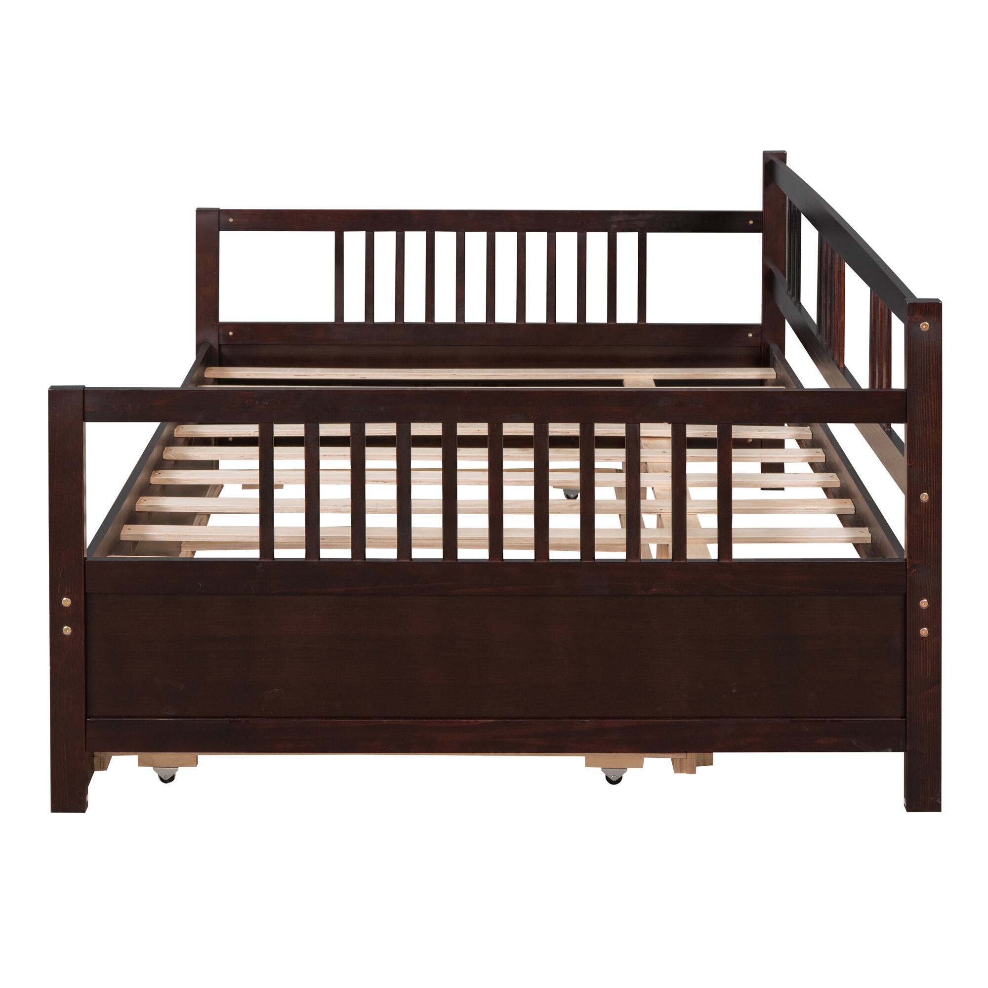 Alt View 7. Tiramisubest - Full Size Daybed Wood Bed with Twin Size Trundle,Espresso - Espresso.