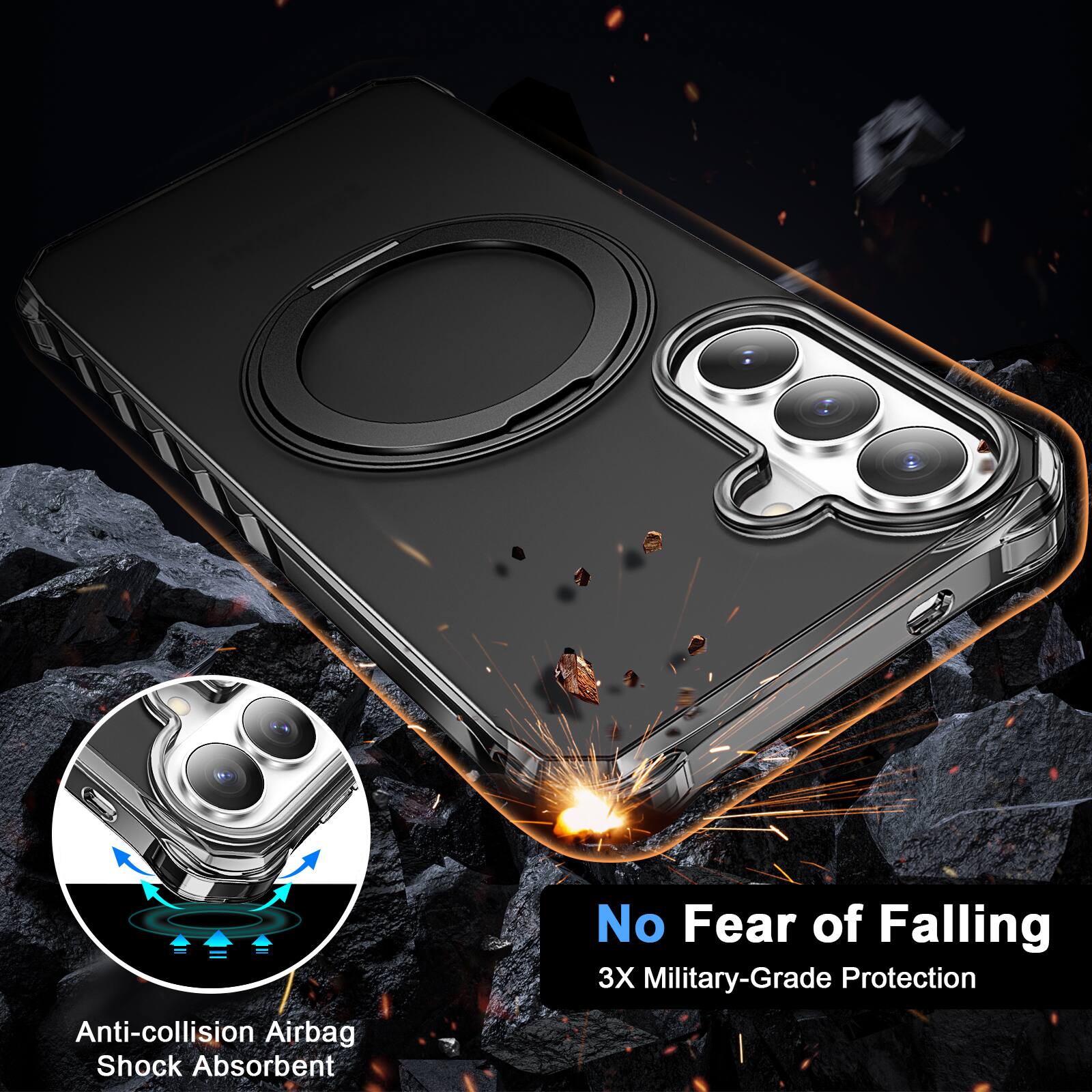 Anti-collision Airbag Shock Absorbent  
No Fear of Falling  
3X Military-Grade Protection