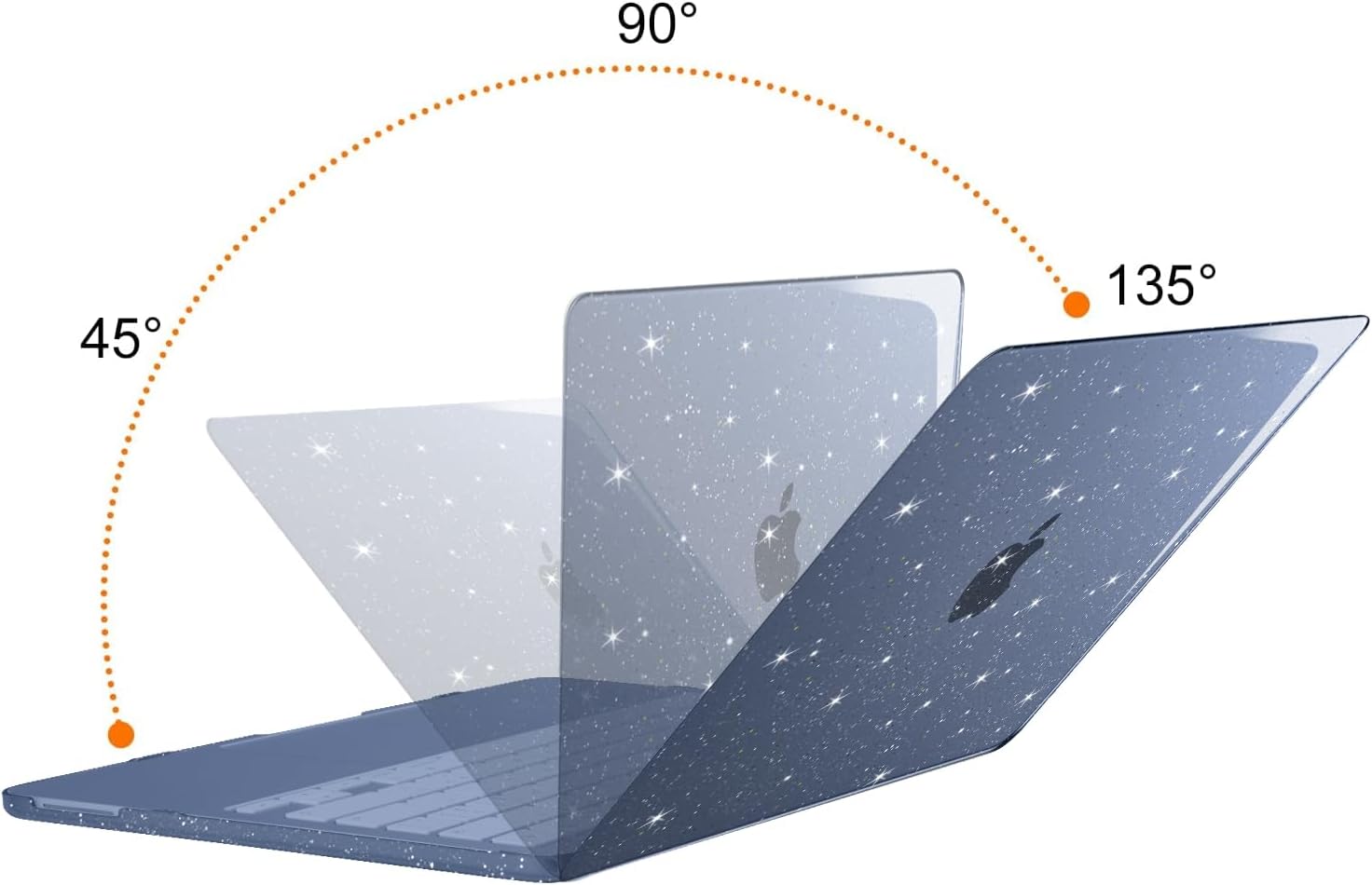 Back. mosiso - Sparkly Glitter Case for MacBook Neo 13 inch A3404 with A18 Pro Chip (2026), Ultra-Thin Crack & Scratch Resistant Cover - Indigo.