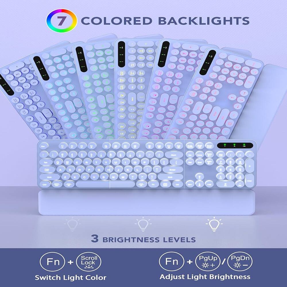 7 COLORED BACKLIGHTS

3 BRIGHTNESS LEVELS

Fn + Scroll Lock
Switch Light Color

Fn + PgUp / PgDn
Adjust Light Brightness