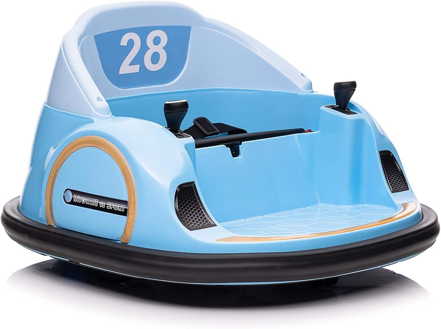 Homhougo - 12V Baby Bumper Car Remote Control 360° Spin LED Lights Music Blue