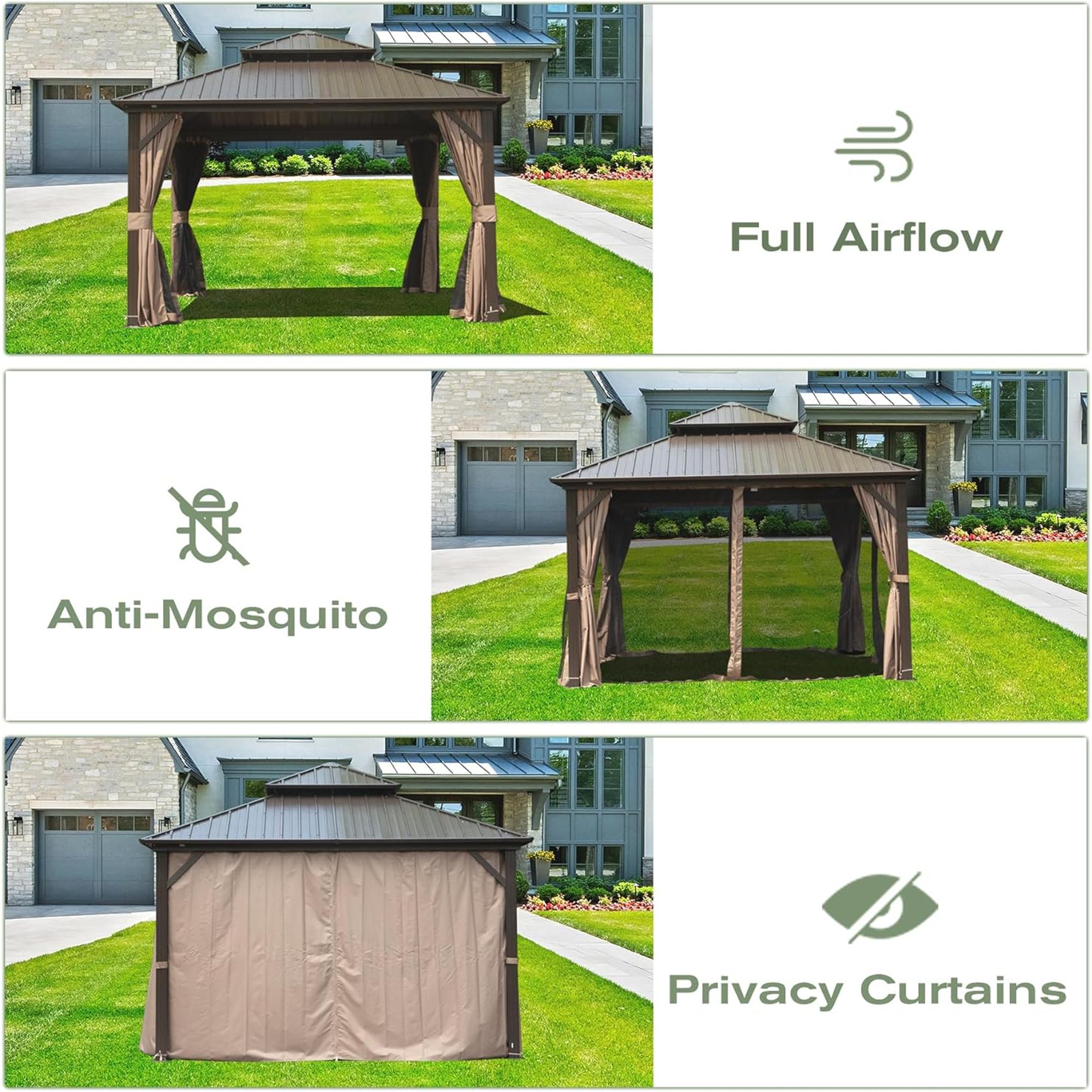 Full Airflow  
Anti-Mosquito  
Privacy Curtains