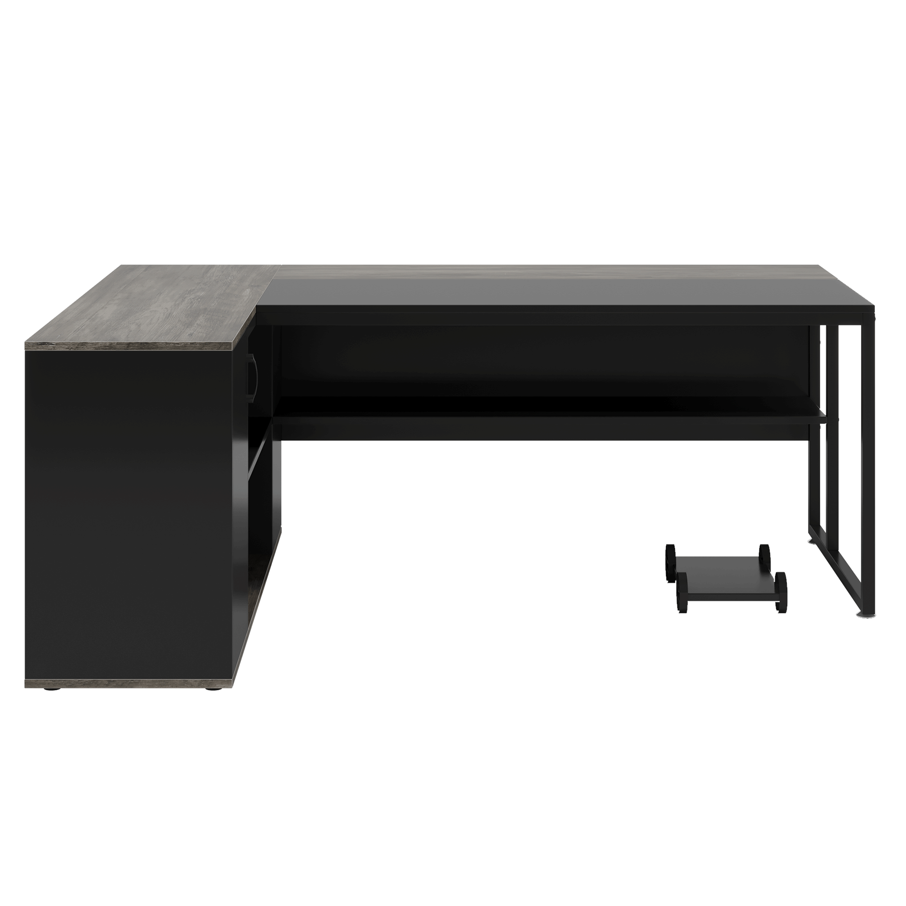 Angle. APRILSOUL - 71inch Executive Desk L-Shaped Desk with Cabinet Storage and Shelves Business Furniture Set Workstation Gray Black - Gray+Black.