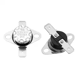 Unique Bargains - 2pcs KSD301 Thermostat 125°C/257°F 16A Normally Closed N.C Temperature Switch for Microwaves/Oven Bakelite - Silver