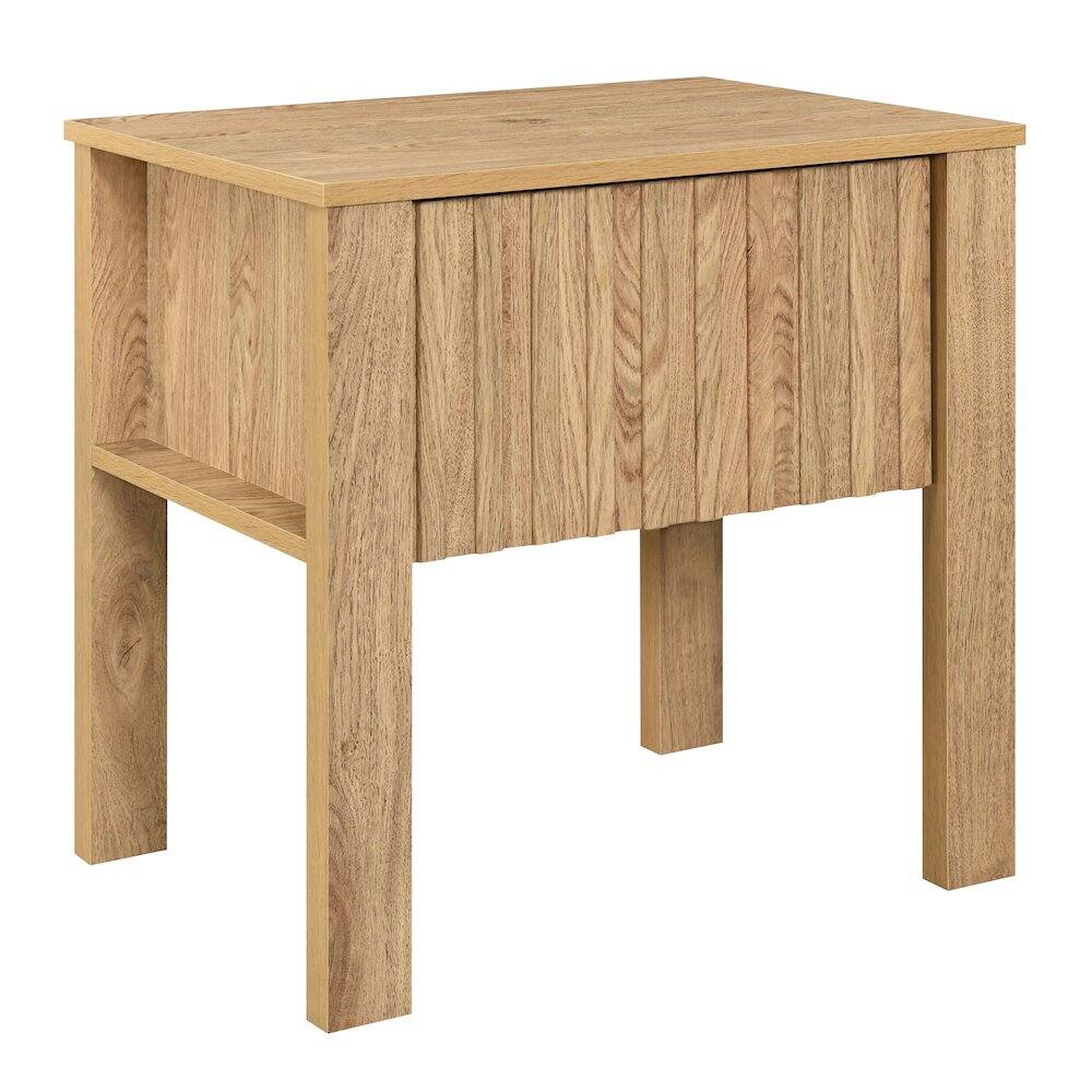 Front. New Classic Furniture - Thayer Wood 1-Drawer End Table in Natural/Beige - Natural.