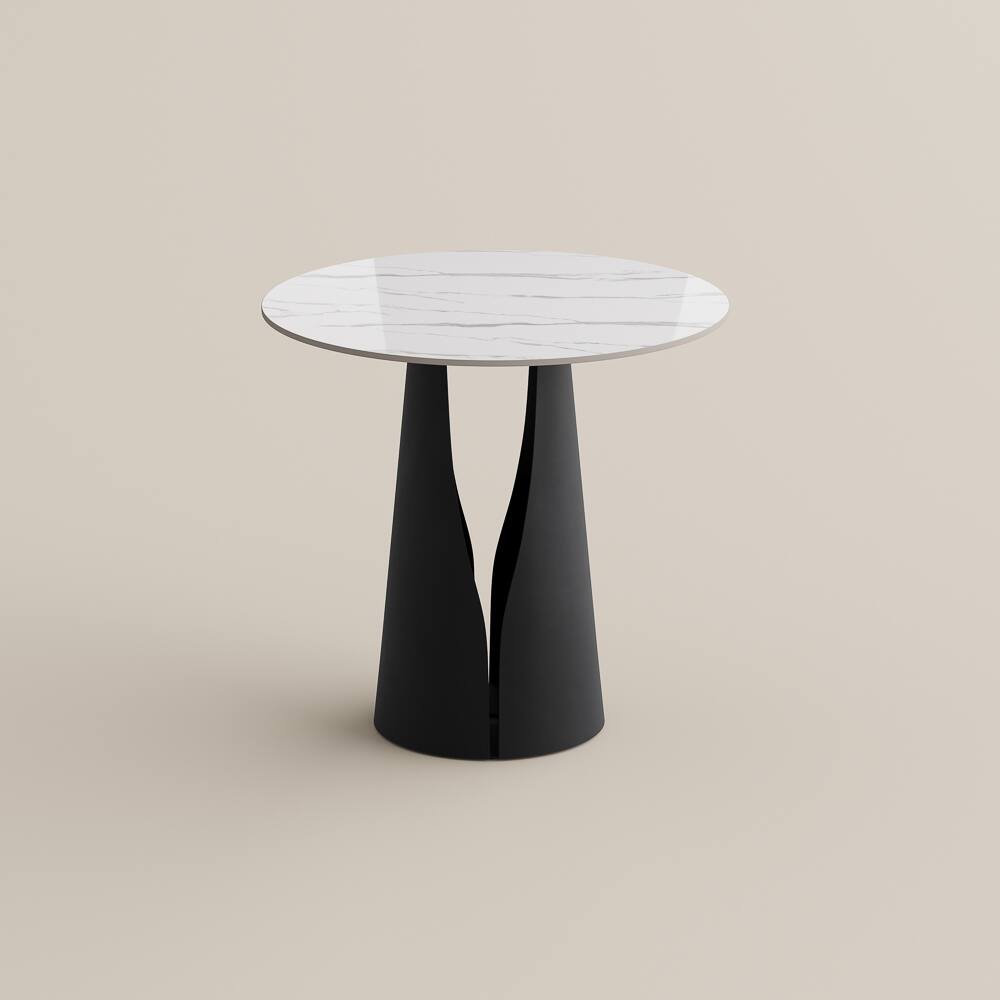 Alt View 9. POVISON - 35" Modern Round Counter Height Bar Table for 2-4 People, White Glossy Bistro Table for Kitchen & Small Spaces - White & Black.