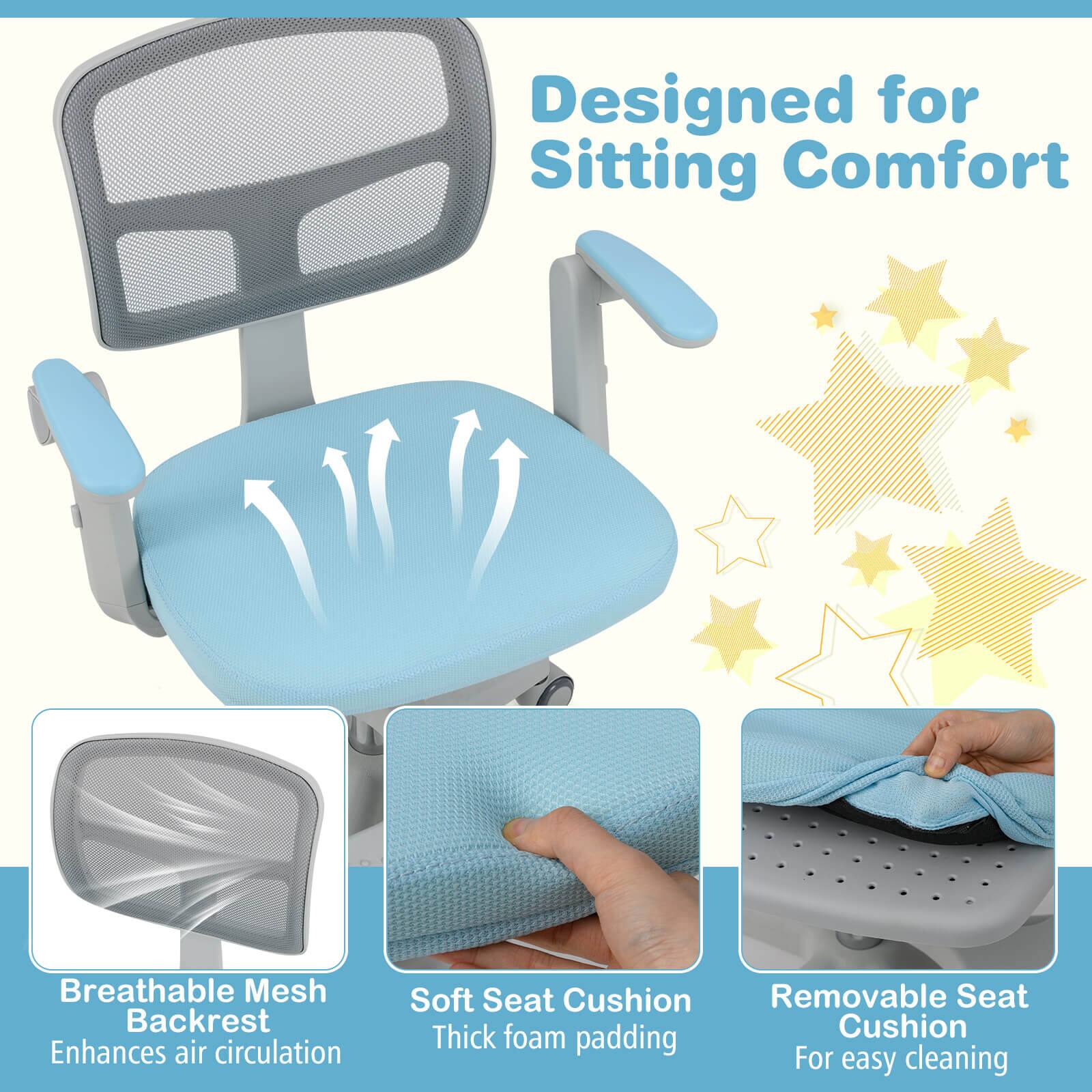 Designed for Sitting Comfort

Breathable Mesh Backrest  
Enhances air circulation

Soft Seat Cushion  
Thick foam padding

Removable Seat Cushion  
For easy cleaning