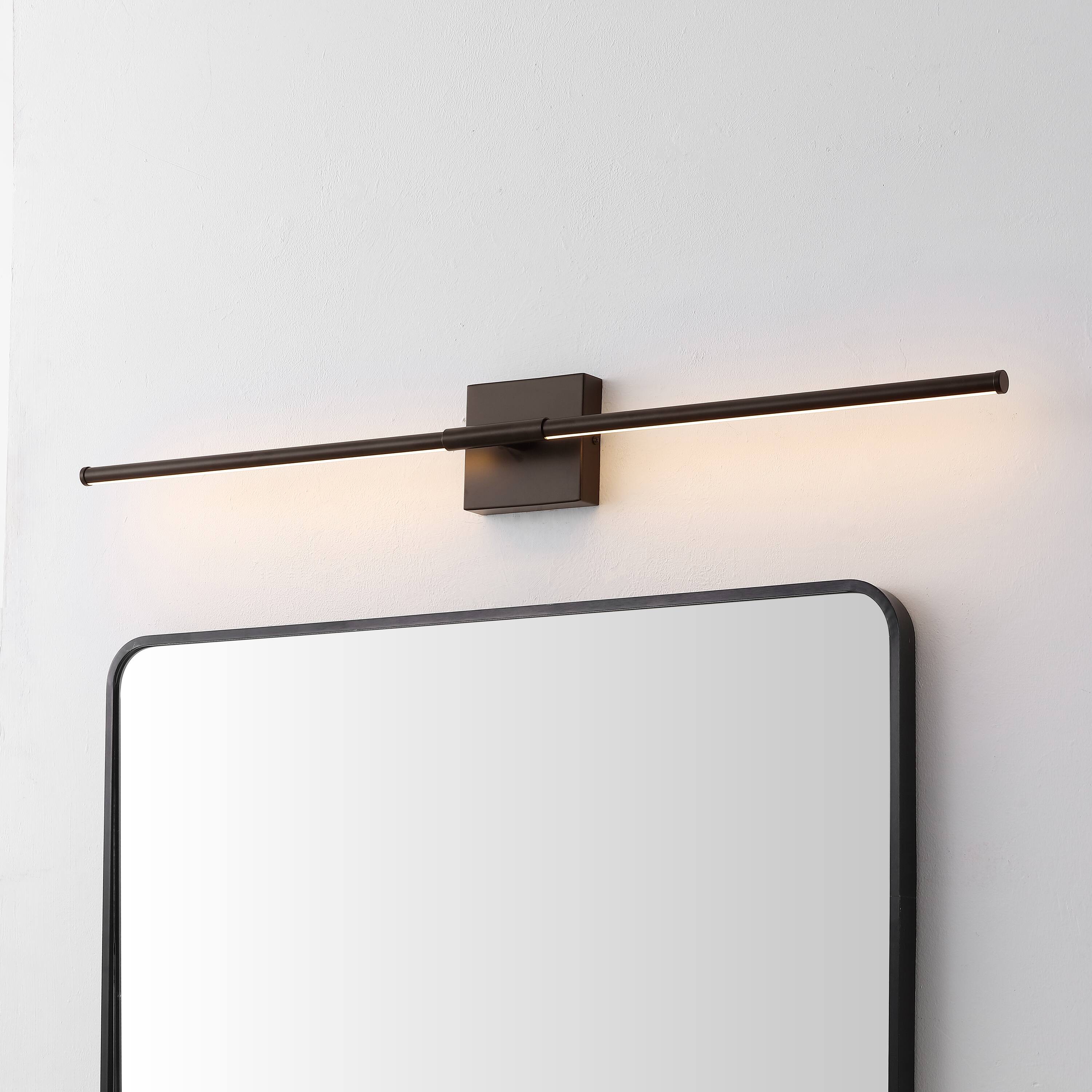 Alt View 1. Jonathan Y - McKenna 32" Modern Minimalist Dimmable Integrated LED Metal Wall Sconce, Oil Rubbed Bronze - Oil Rubbed Bronze.