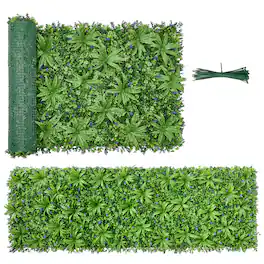 VEVOR - Artificial Plant Wall, 40 x 120 in Artificial Boxwood Panels, Sun Protection Greenery Backdrop Privacy Hedge Fence - Green