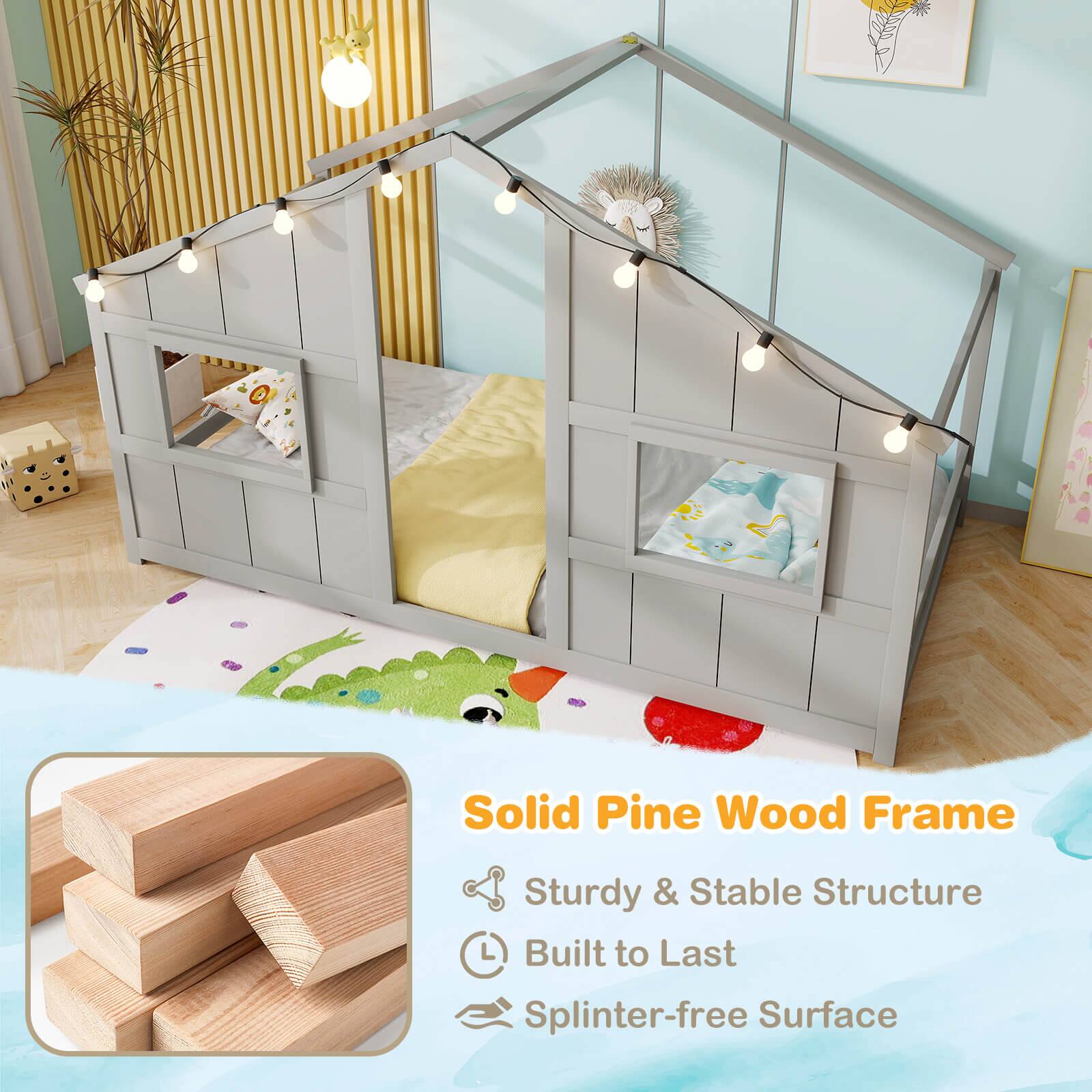 Solid Pine Wood Frame  
Sturdy & Stable Structure  
Built to Last  
Splinter-free Surface