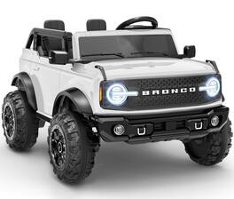 FIRST RIDE ON - Licensed Ford Bronco Base 24V Kids Electric Car, Ride on Toy with Parent Remote Control and Bluetooth - White