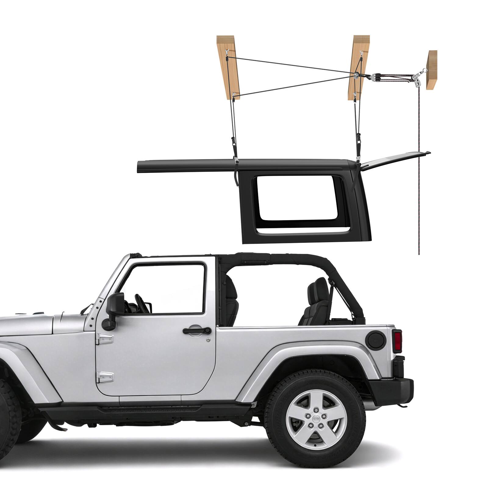 Alt View 5. VEVOR - Hard Top Remover Lift, 220 lbs, Jeep Hardtop Removal Storage Roof Hoist with Anti-Drop System, Easy One-Person Operation - Black.