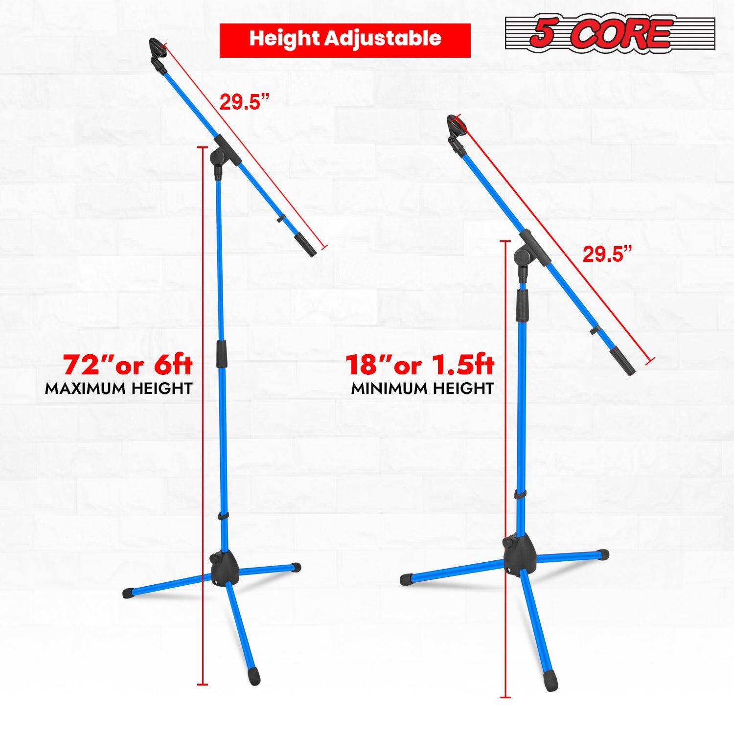 Height Adjustable 5 CORE 29.5" 29.5" 72"or 6ft MAXIMUM HEIGHT 18" or 1.5ft MINIMUM HEIGHT