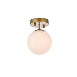 Living District - Mimi six inch dual flush mount and bath sconce in brass with frosted glass - Brass And Frosted White