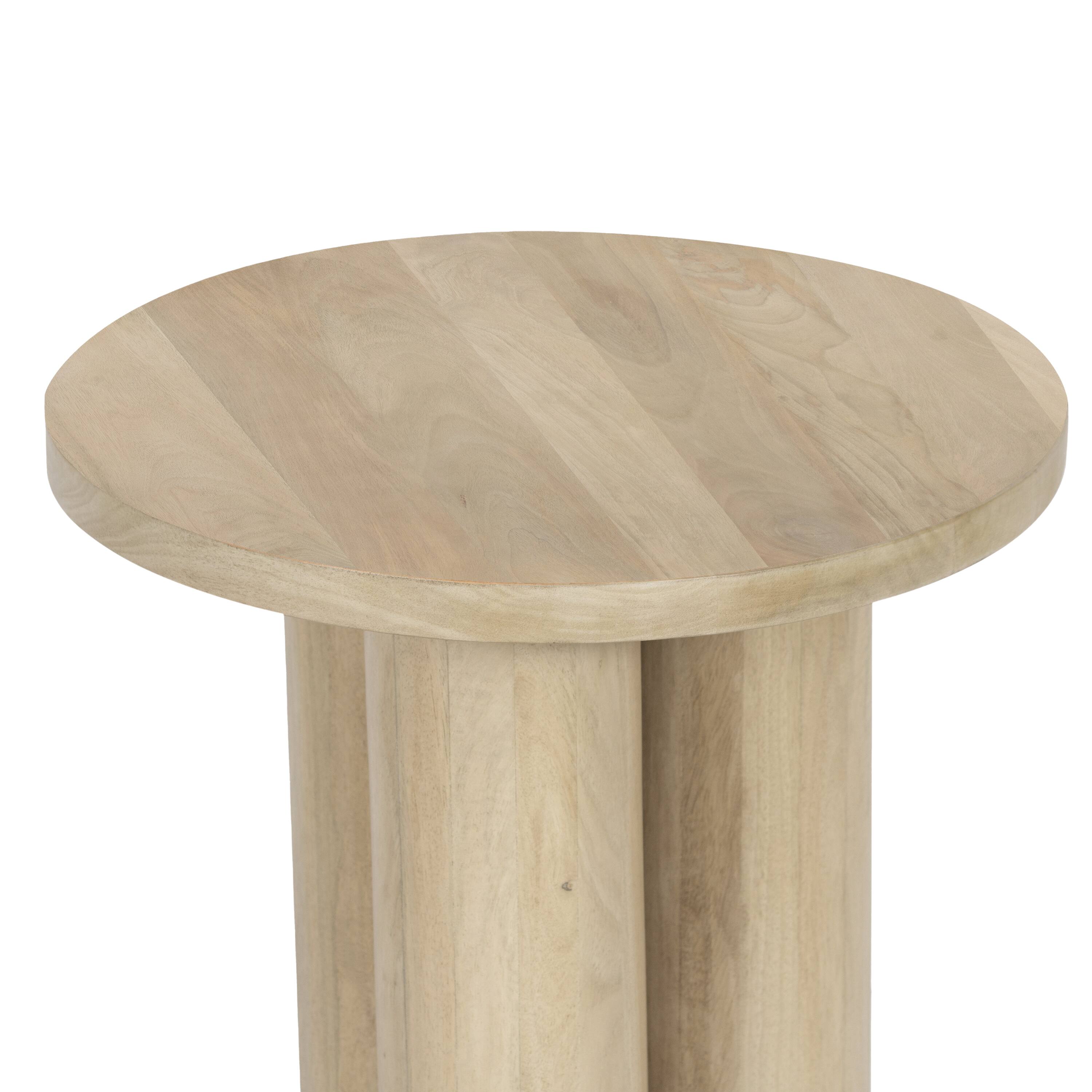 Alt View 2. Manhattan Lane - Side Table with 3 Pillar Legs, Handcrafted Natural Brown Mango Wood, 17.7 Inch Round Top - Brown.