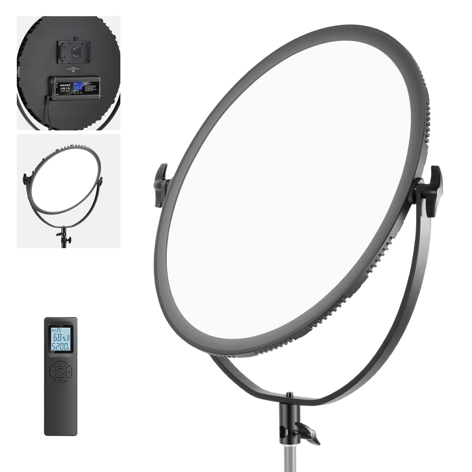 Neewer - 18" Ultra-Thin Bi-Color Round LED Light, 70W, 2.4G Remote, AC