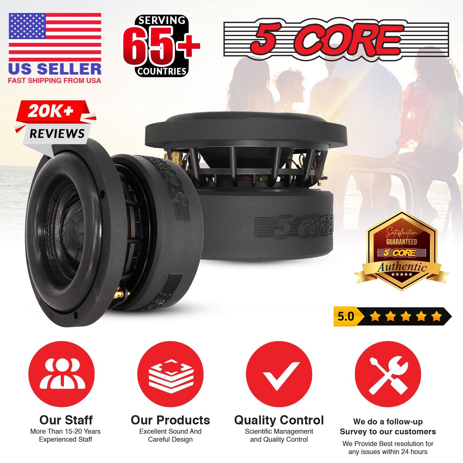 5 CORE 5Core 6.5 Inch Car Subwoofer Dual 4Ohm 1000W Replacement