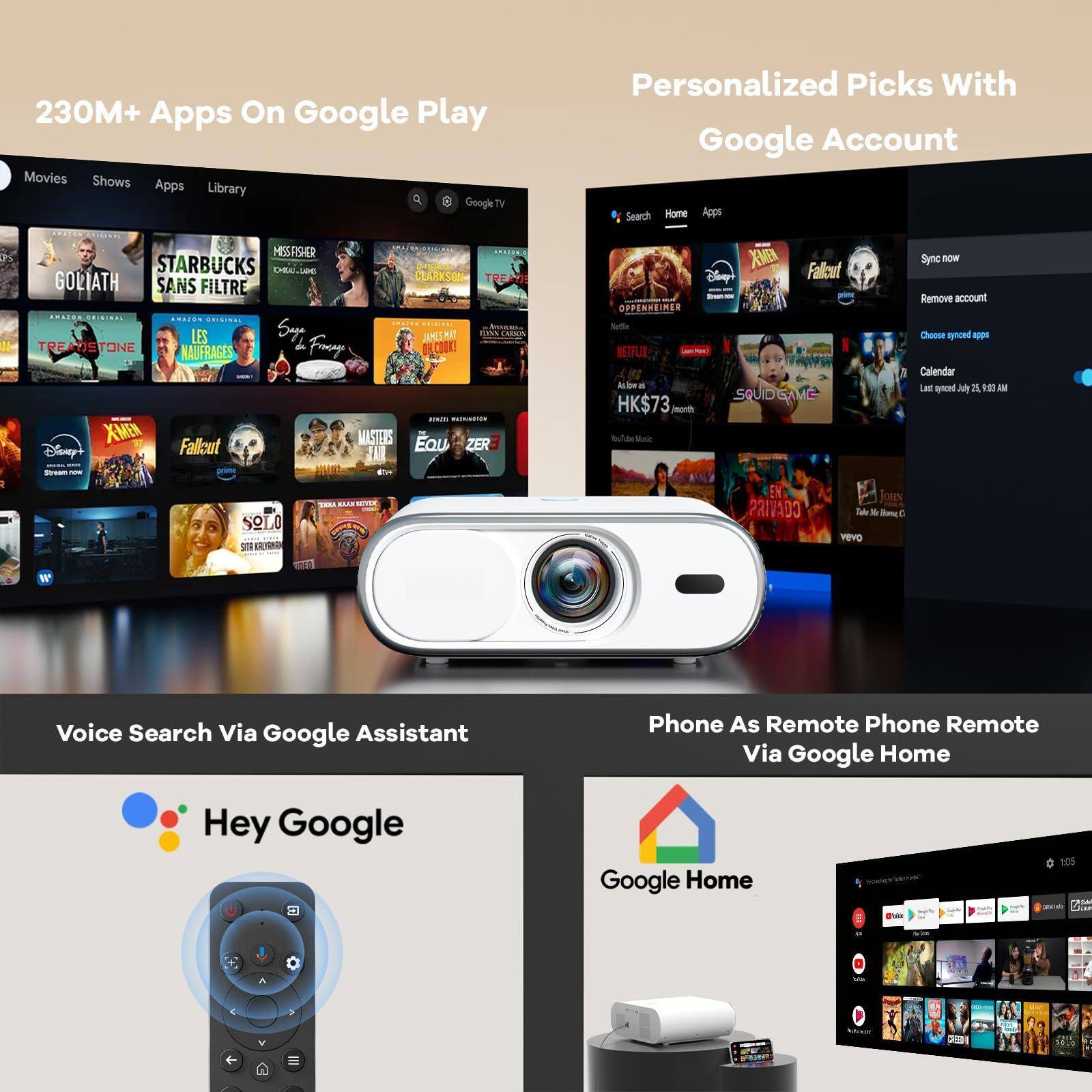 230M+ Apps On Google Play

Movies Shows Apps Library

Personalized Picks With Google Account

Voice Search Via Google Assistant

Phone As Remote Phone Remote Via Google Home

Hey Google