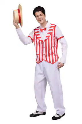 Front. Toynk - Barbershop Quartet Adult Costume | X-Large - Red/White.