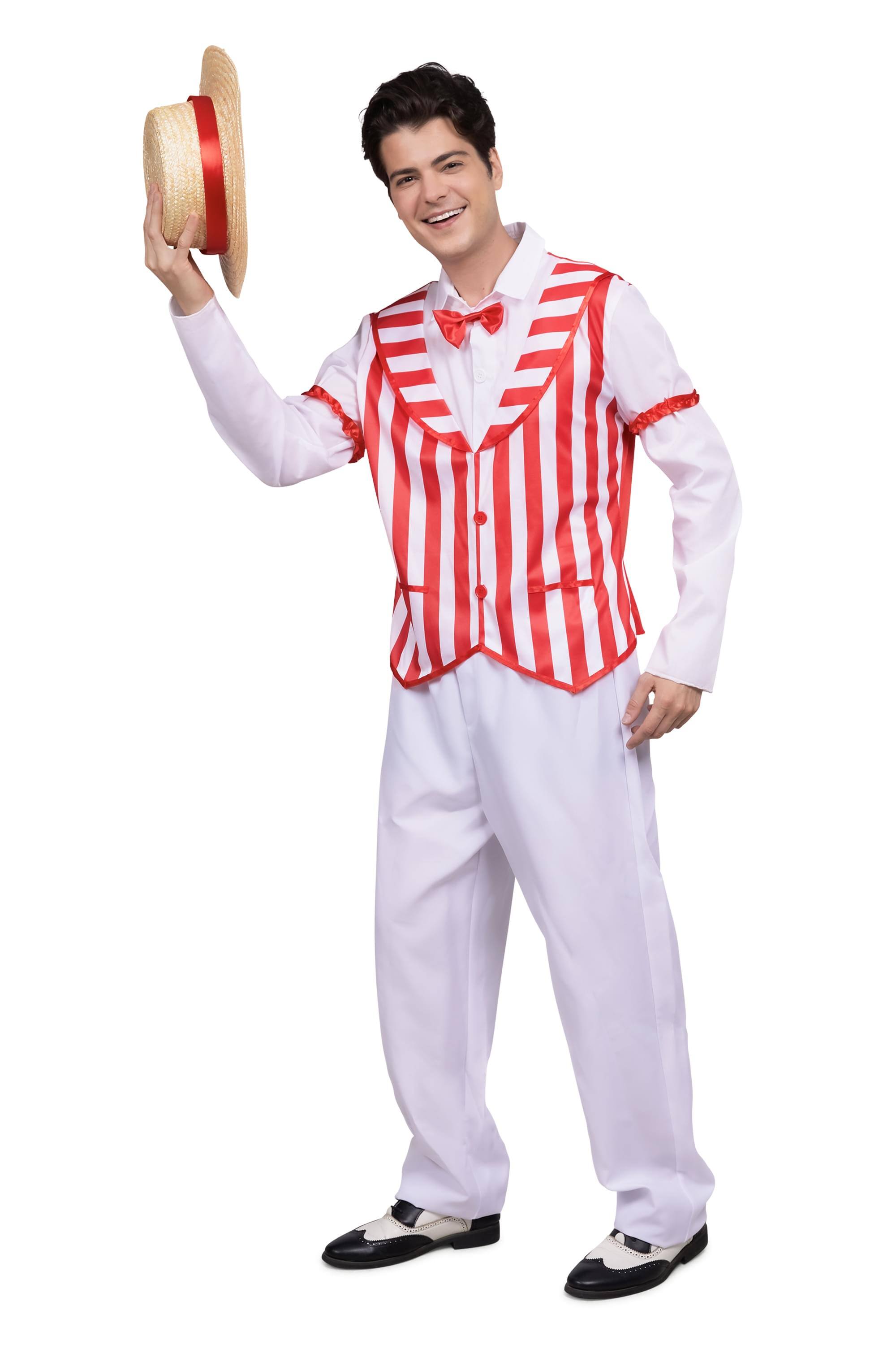 Front. Toynk - Barbershop Quartet Adult Costume | X-Large - Red/White.