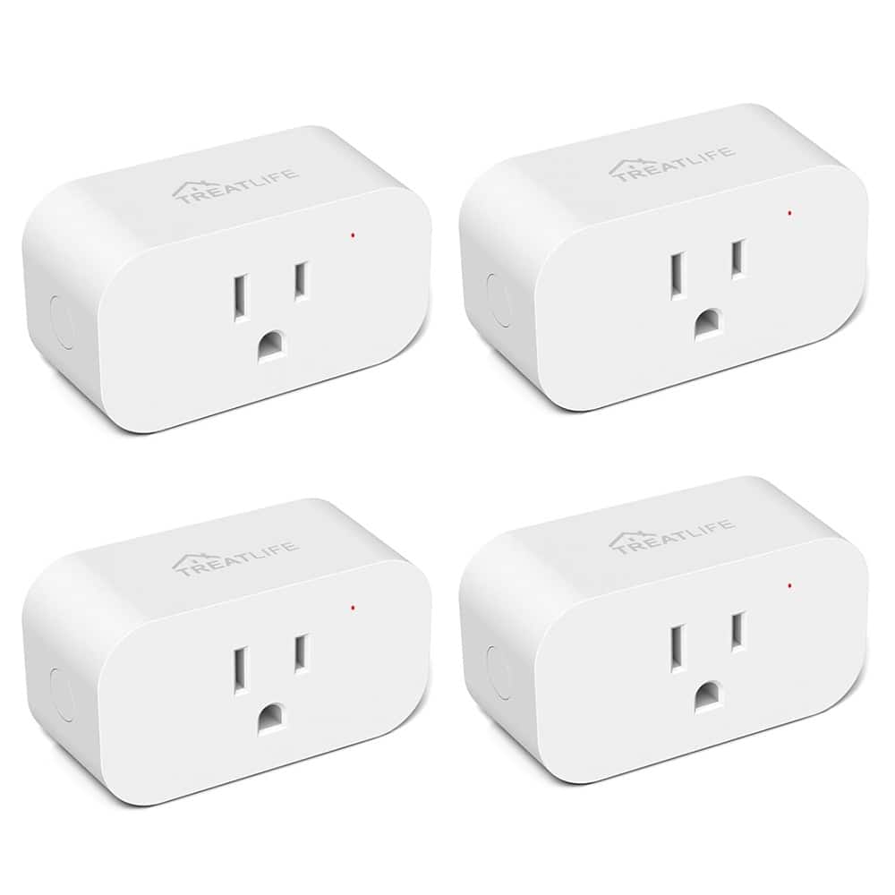 MOSZAR LLC - Smart Plug 4-Pack – Wi-Fi Outlet, 7-Day Timer, Works with Alexa & Google - White