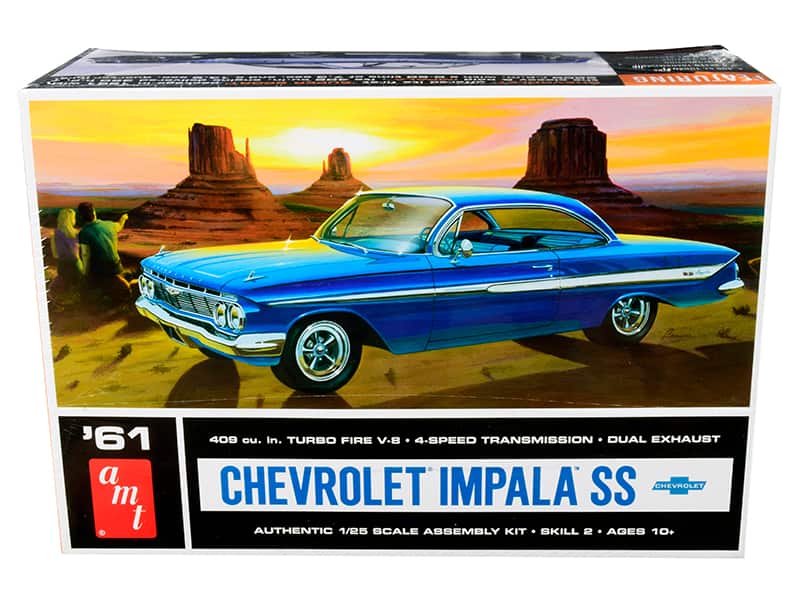 Skill 2 Model Kit 1961 Chevrolet Impala SS 1/25 Scale Model by AMT - Blue
