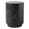 LeisureMod - Ramble Cylindrical Side Table, Weather Resistant Fiberstone Modern Accent Table - Indoor/Outdoor - Black Marble