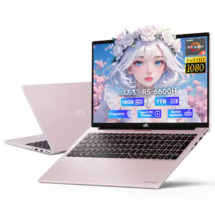 AHD2 RYZEN 5 Full HD 1080 17.3" R5-6600H 1TB 16GB Fingerprint Type-C PD Charger Backlit keyboard