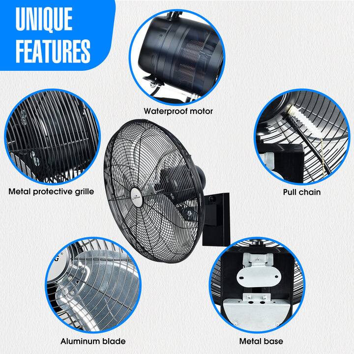 UNIQUE FEATURES

- Waterproof motor
- Metal protective grille
- Pull chain
- Aluminum blade
- Metal base