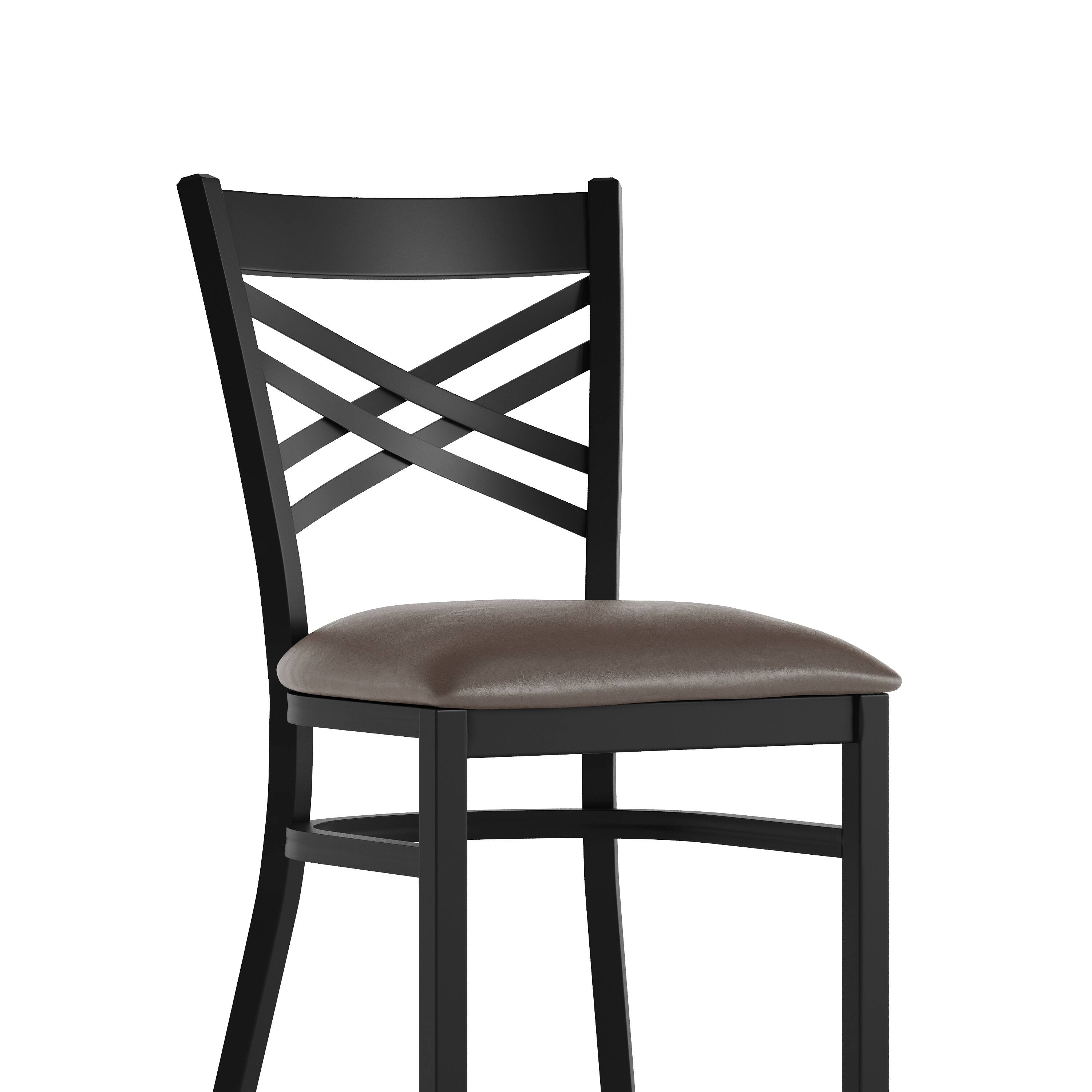 Alt View 10. Emma + Oliver - "X" Back Metal Restaurant Dining Chair - Mocha Vinyl Seat/Black Metal Frame.