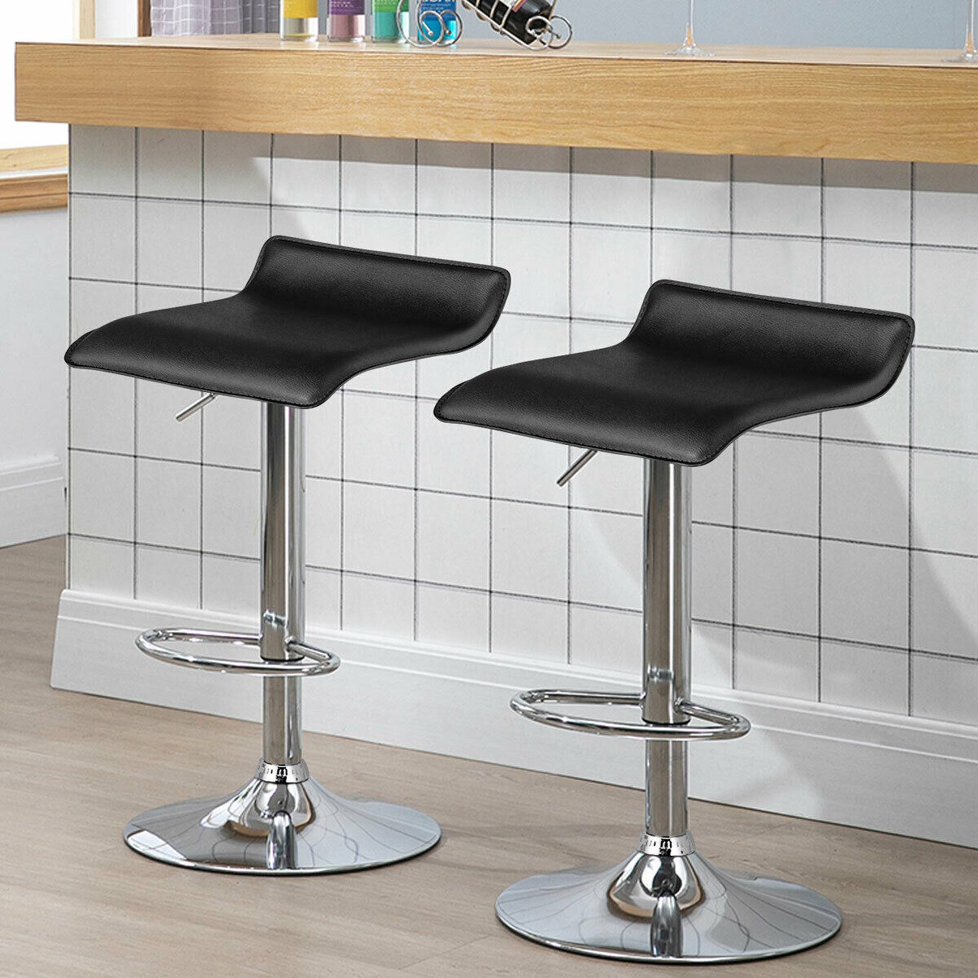 Alt View 2. Gymax - Gymax Set of 2 PU Leather Swivel Bar Stool Adjustable Kitchen Counter Bar Chairs Black - Black.