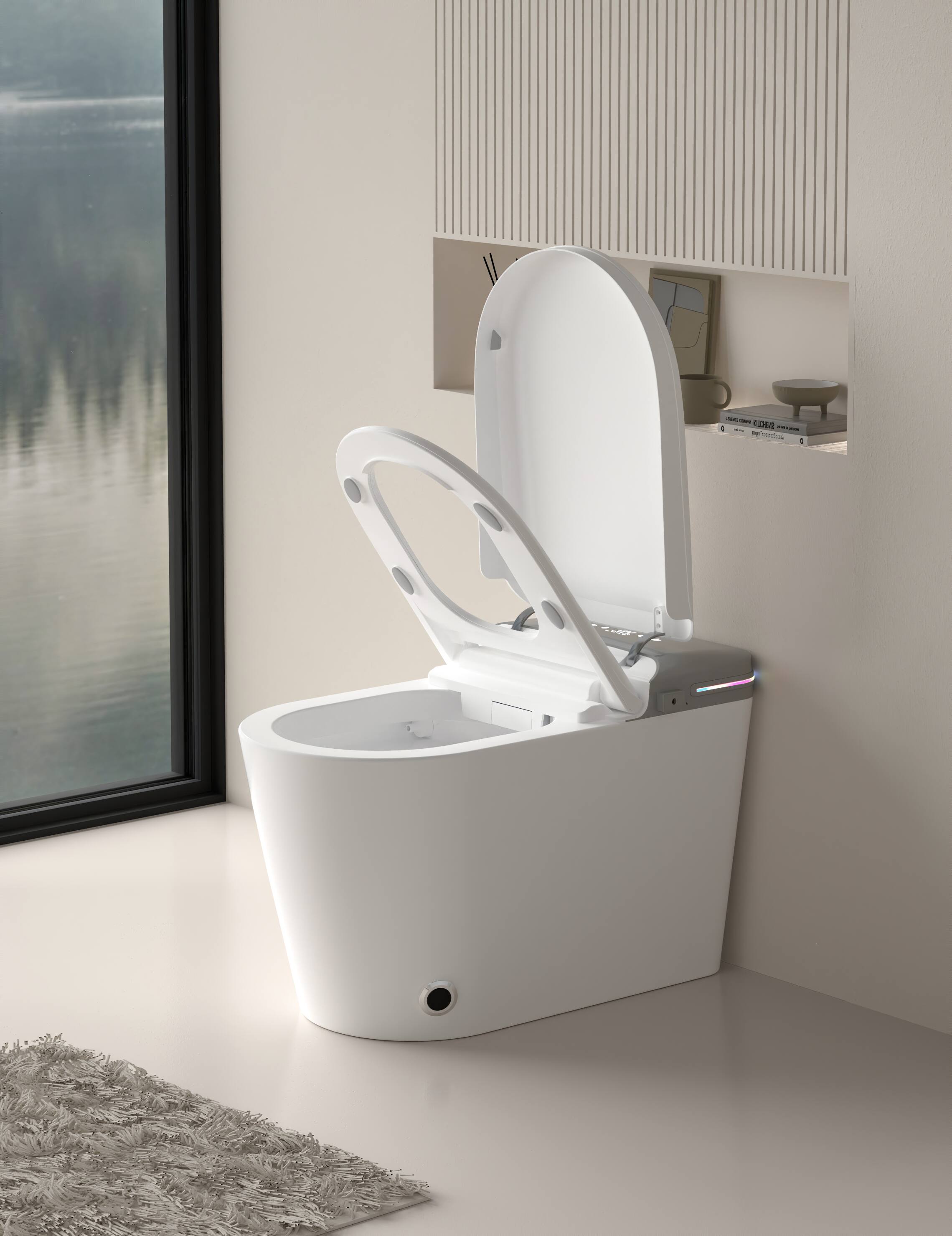 Alt View 5. Tiramisubest - Smart Bidet Toilet with Remote,Tankless Toilet with LED Display,Auto Open/Auto Heated,Warm Water And Dry,Off Seat Flush - White.