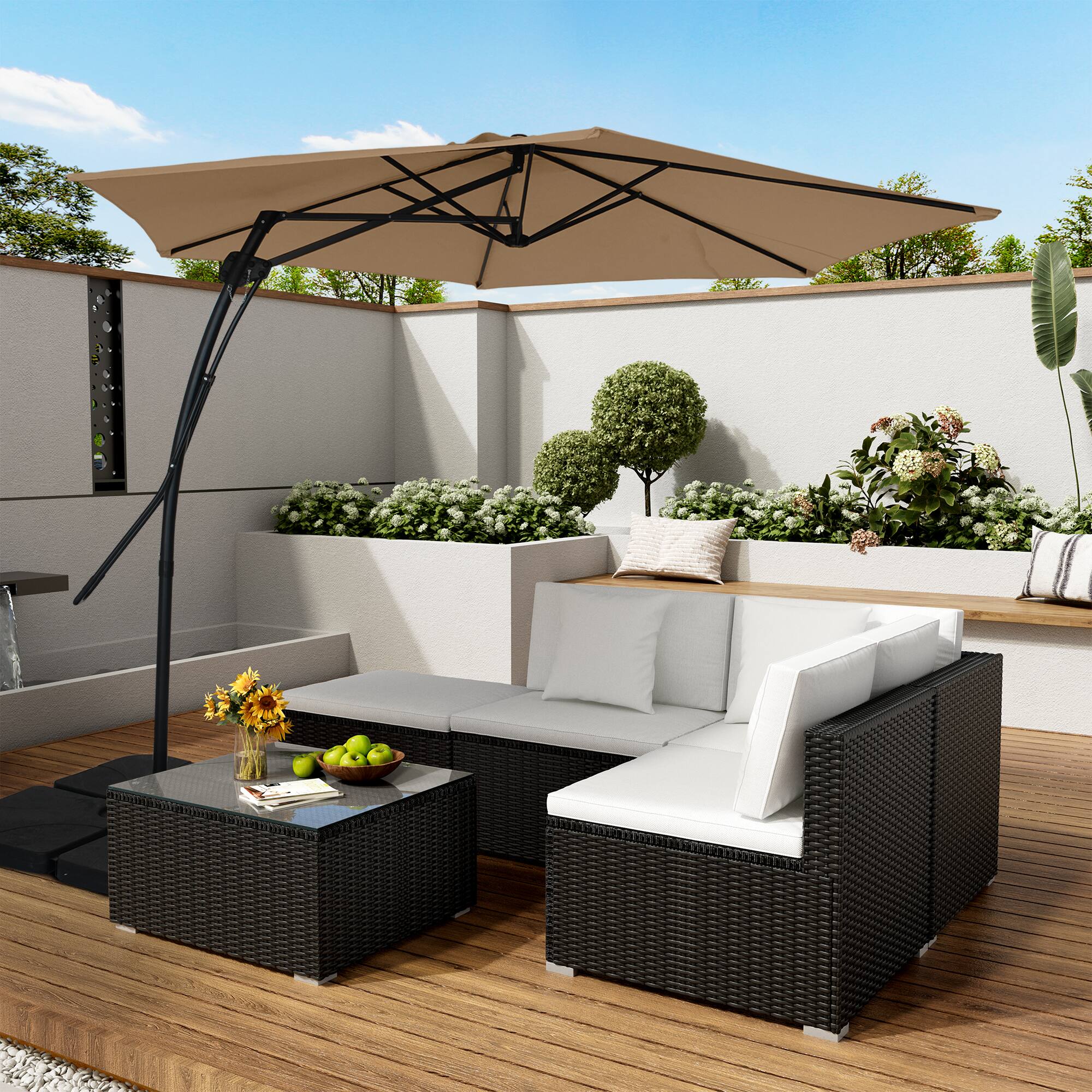 Alt View 3. Boyel Living - 10 Ft. Outdoor Patio Cantilever Umbrella with Stand.