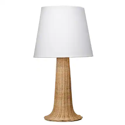 Front. Manhattan Lane - 27 Inch Table Lamp, Tree Trunk Base, Tapered Shade - White, Brown, Brass.