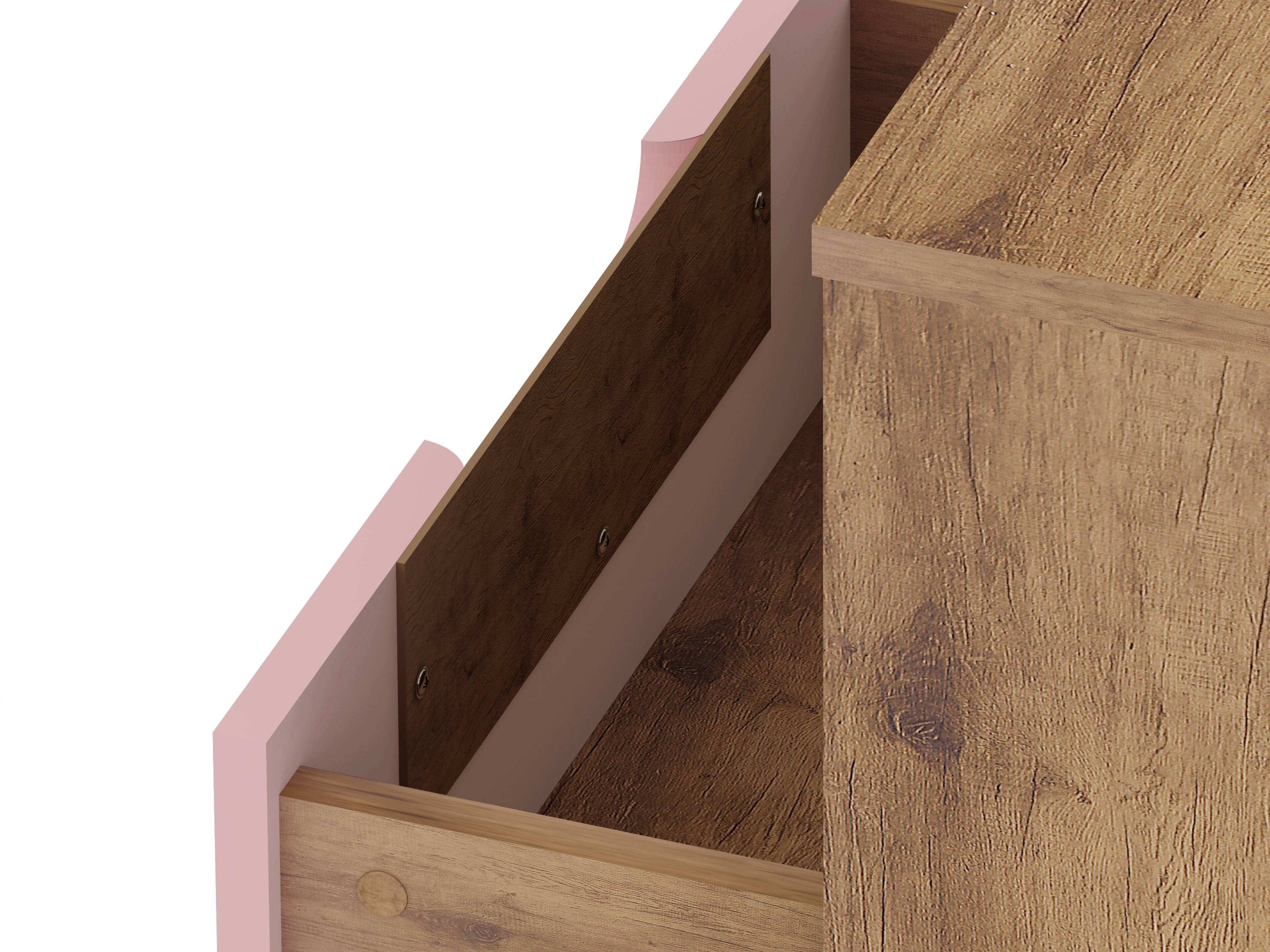 Alt View 3. Manhattan Comfort - Rockefeller Mid-Century Modern 20" Nightstand - Pink.