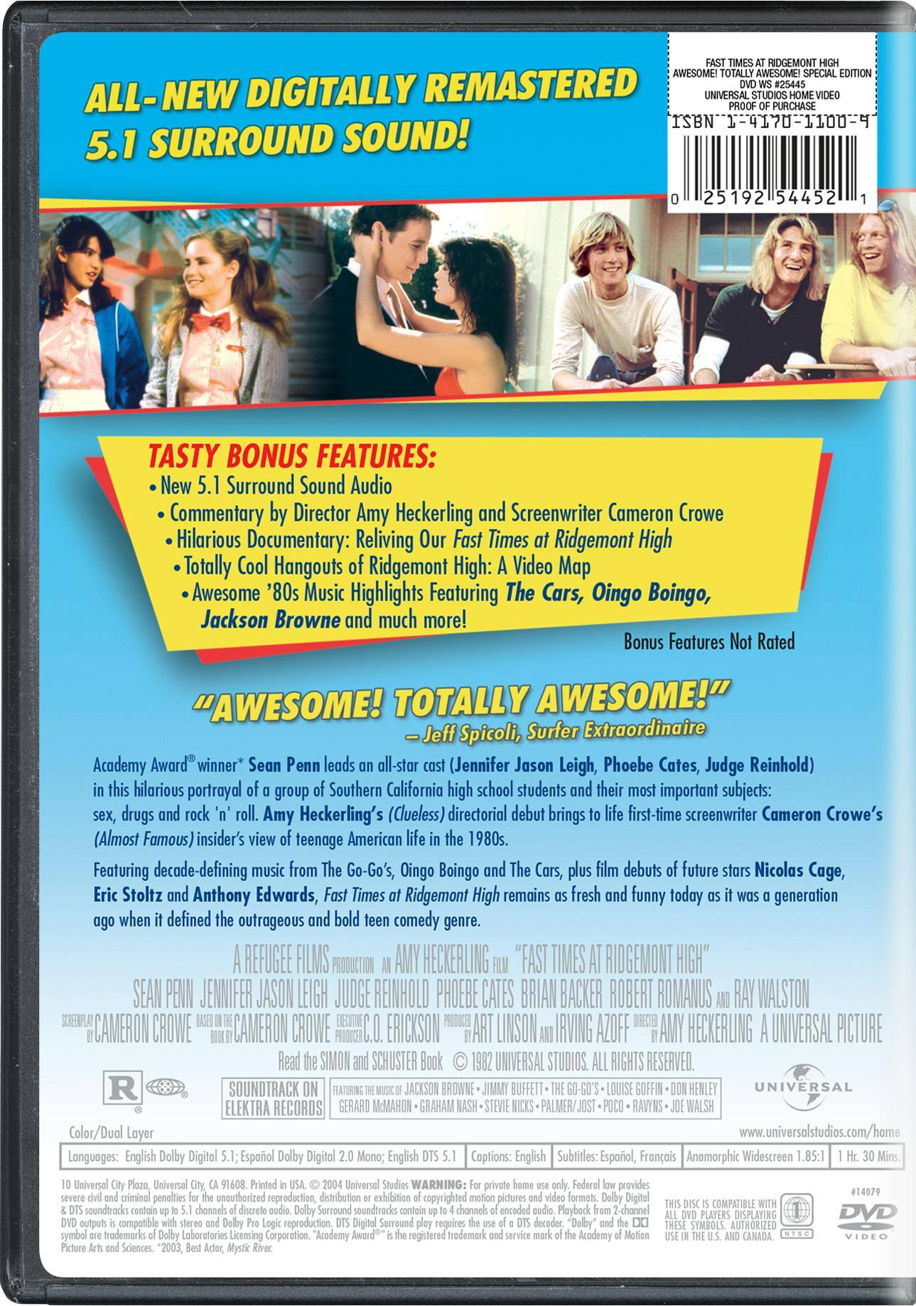 Back. Fast Times at Ridgemont High (Special Edition) [DVD].