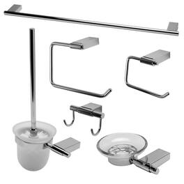 Alfi - Polished Chrome 6 Piece Matching Bathroom Accessory Set - Silver