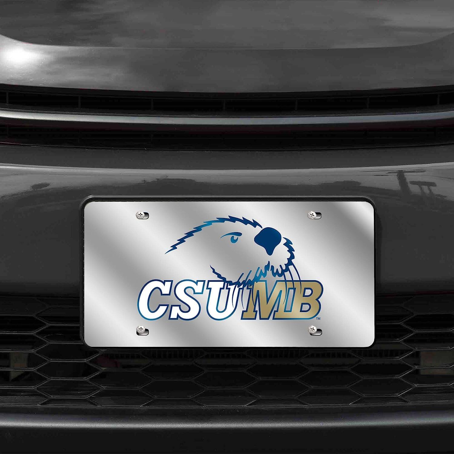 Alt View 1. Rico Industries - Cal State Monterey Bay Otters Mirrored Laser Cut License Plate Laser Tag - Multi.