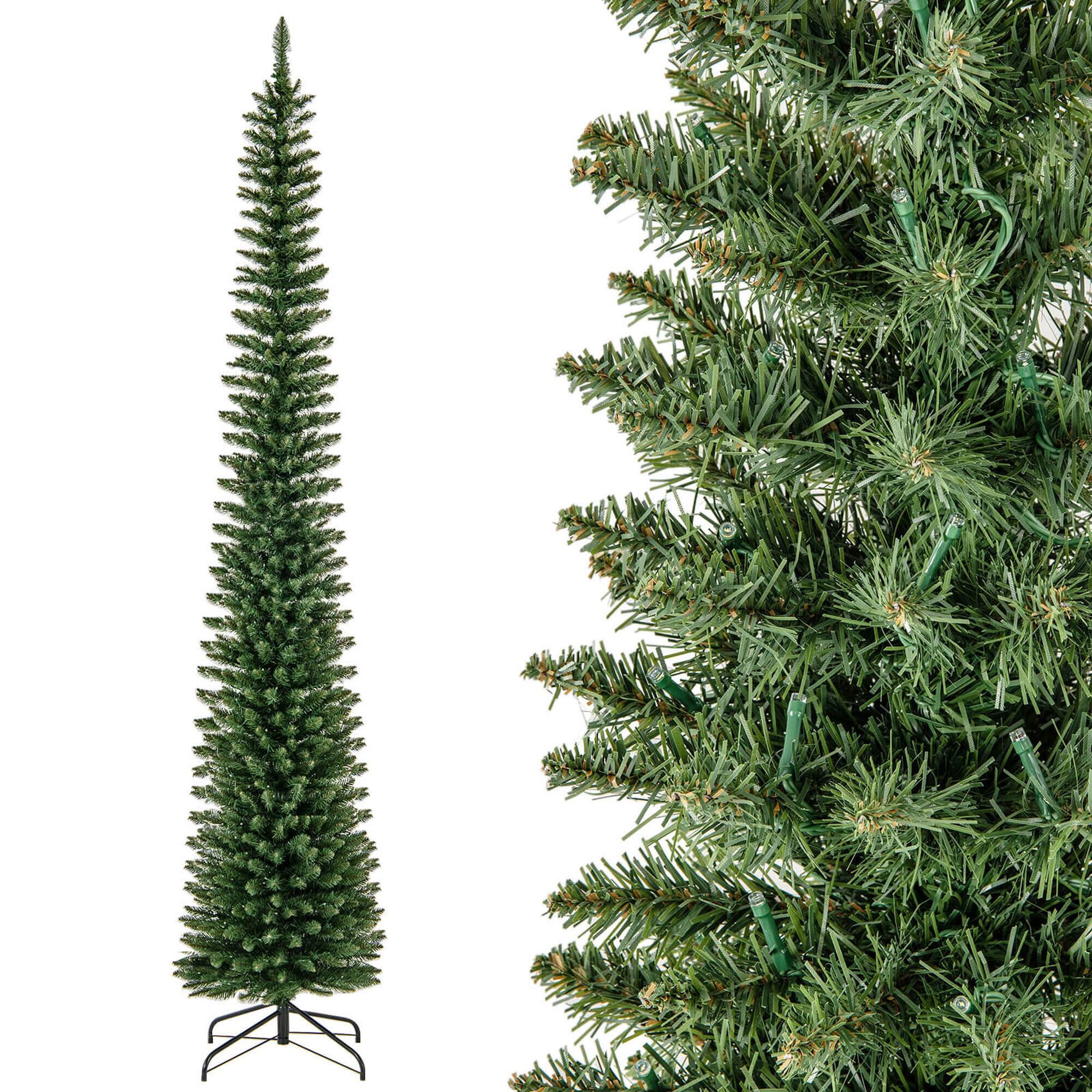 Alt View 9. Costway - Costway 9 FT Pre-Lit Pencil Christmas Tree with 400 LED Lights & 699 Branch Tips Party - Green.