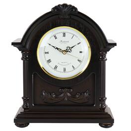 Bedford Clock Collection - Chocolate Wood Mantel Clock with Chimes - Brown