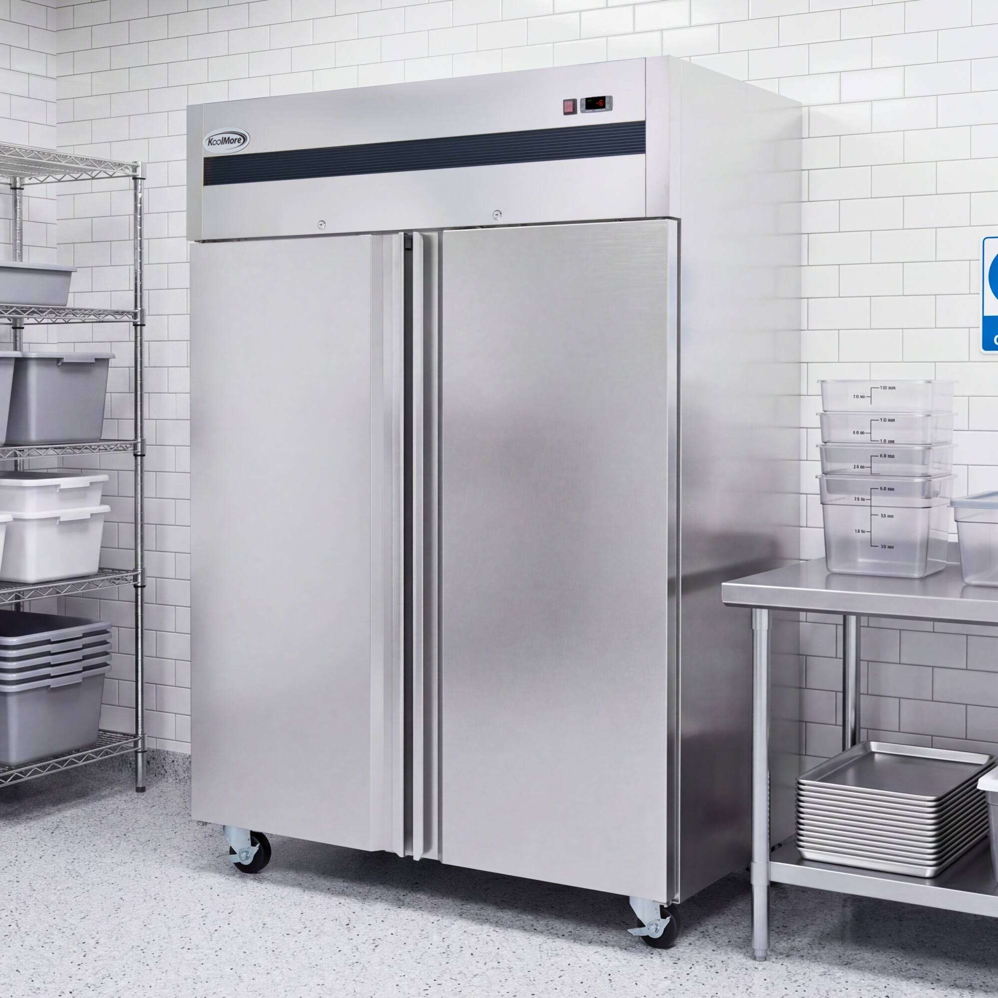 Back. Koolmore - 54 in. Two-Door Commercial Reach-In Freezer with Top-Mounted Compressor, 49 cu. ft. in Stainless-Steel - Stainless steel.