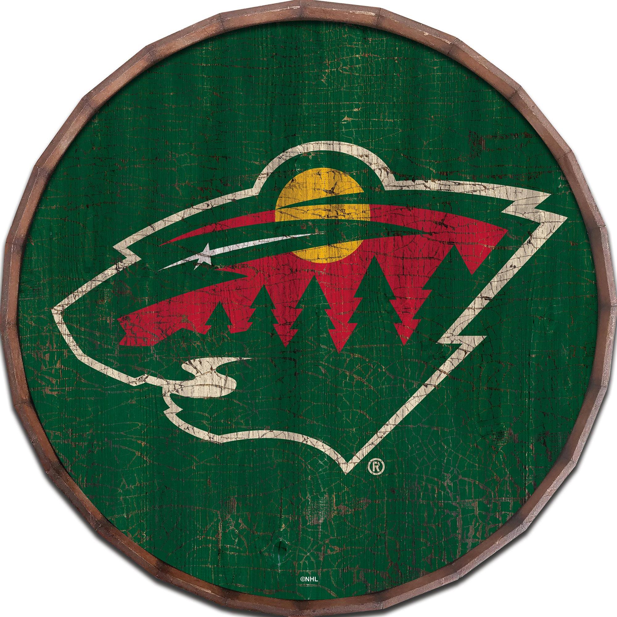 Minnesota Wild 24" Cracked Color Barrel Top Sign