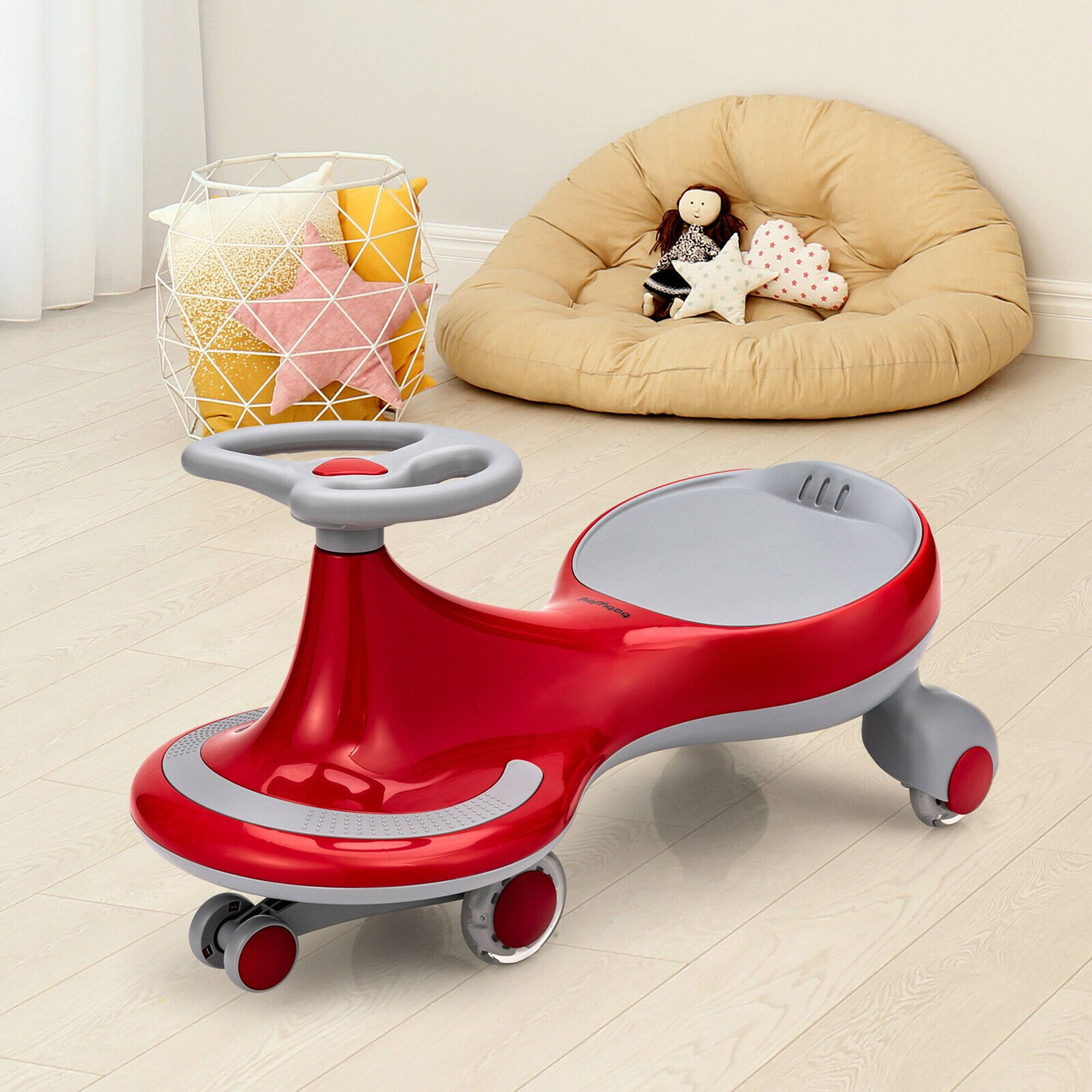Alt View 4. Costway - Costway Wiggle Car Ride-on Toy w/ Flashing Wheels for Toddlers & Kids - Red.