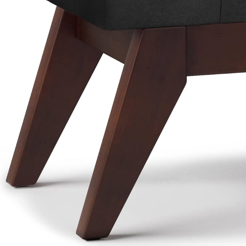 Alt View 2. Lumina Wise - Distressed Black Leather Tufted Ottoman Bench - Black.