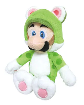 Front. Little Buddy - Super Mario Cat Luigi 10" Plush - Multicolor.