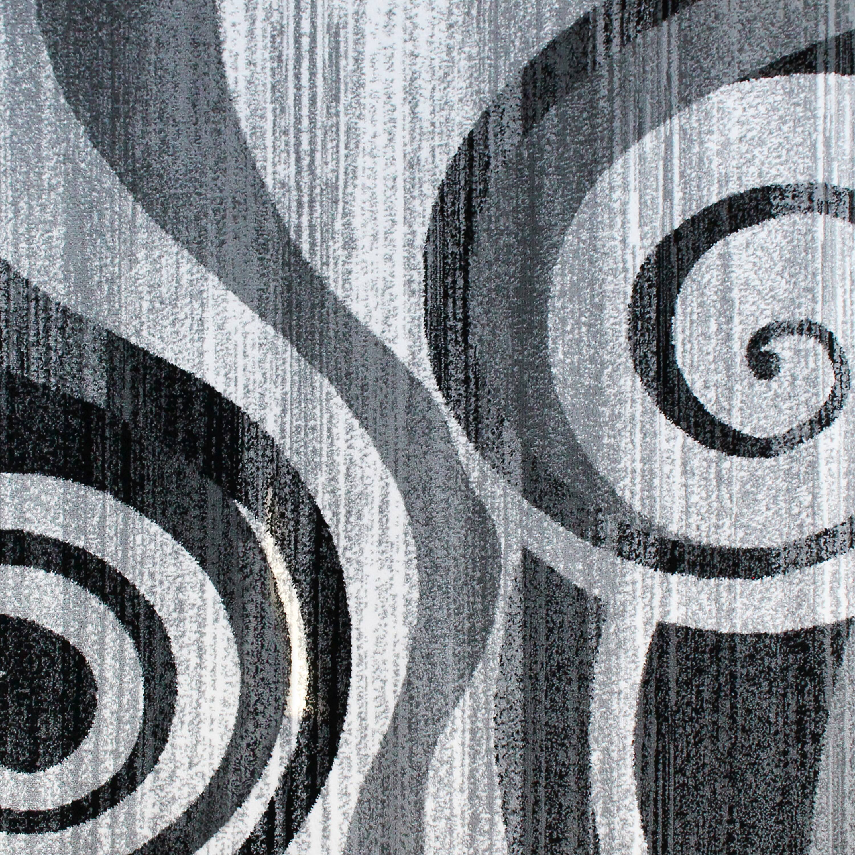 Alt View 5. Emma + Oliver - Aeris Contemporary Swirl Plush Pile Accent Rug with Scraped Effect and Jute Backing - Grey.