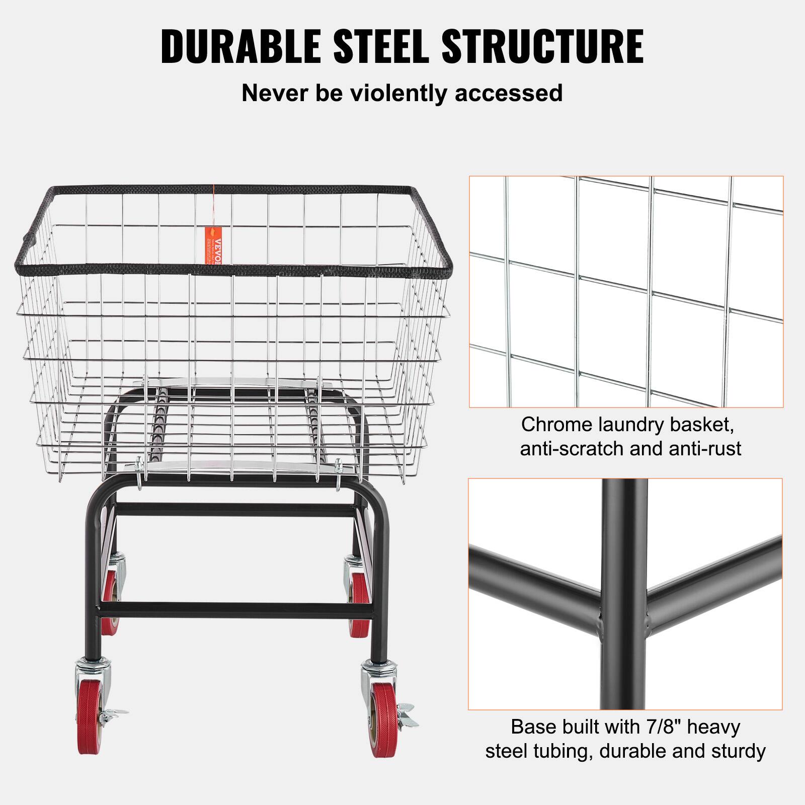 DURABLE STEEL STRUCTURE
Never be violently accessed

VEVO Chrome laundry basket, anti-scratch and anti-rust
Base built with 7/8" heavy steel tubing, durable and sturdy