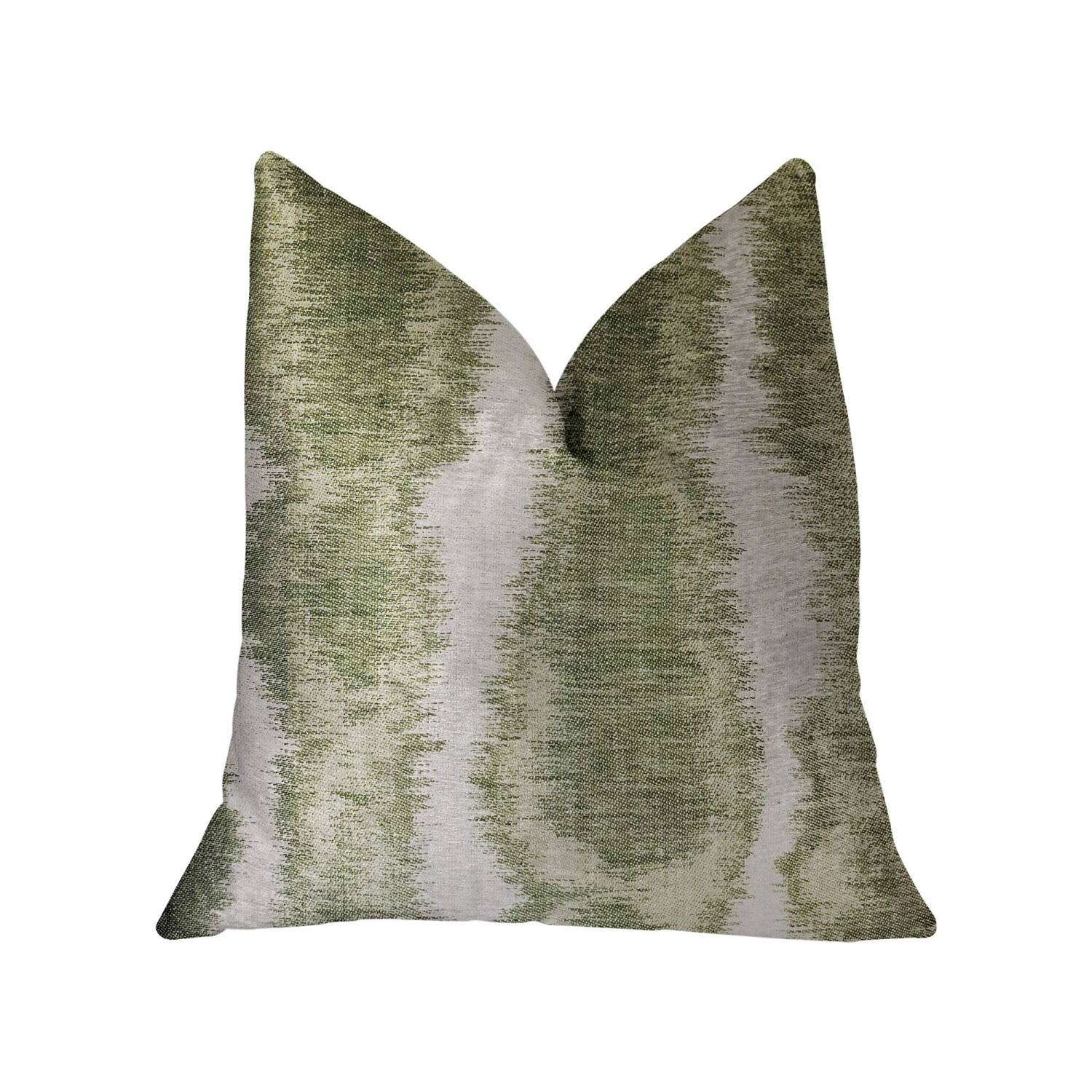 Front. Plutus Brands - Haven and Luxury Throw Pillow - Double sided 18" x 18" - Green, Beige.
