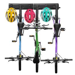 RaxGo - Garage Bike Rack, Wall Mount Bike Hanger for 3 Bikes with 3 Adjustable Hooks for Helmets - Black