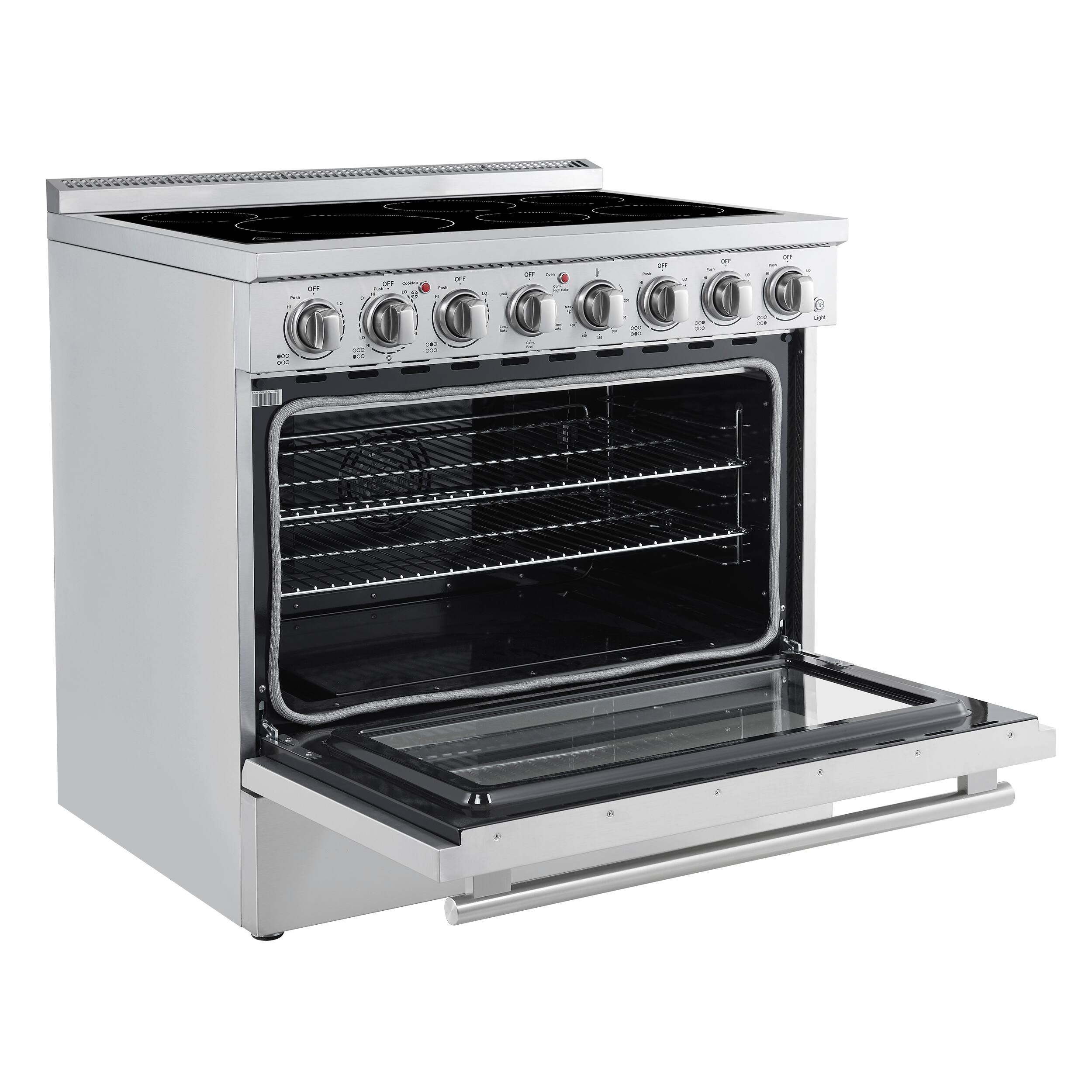 Alt View 4. Forno Appliances - Paolo 5.44 Cu. Ft. Freestanding Electric True Convection Range with Warming Zone - Silver.